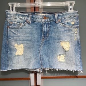 J Brand Eli Distressed Mini Denim Jean Skirt Size 27